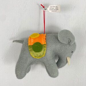 Christmas Ornament Elephant Gray Soft Stuffed NWT Colorful Trim Pier 1 Circus
